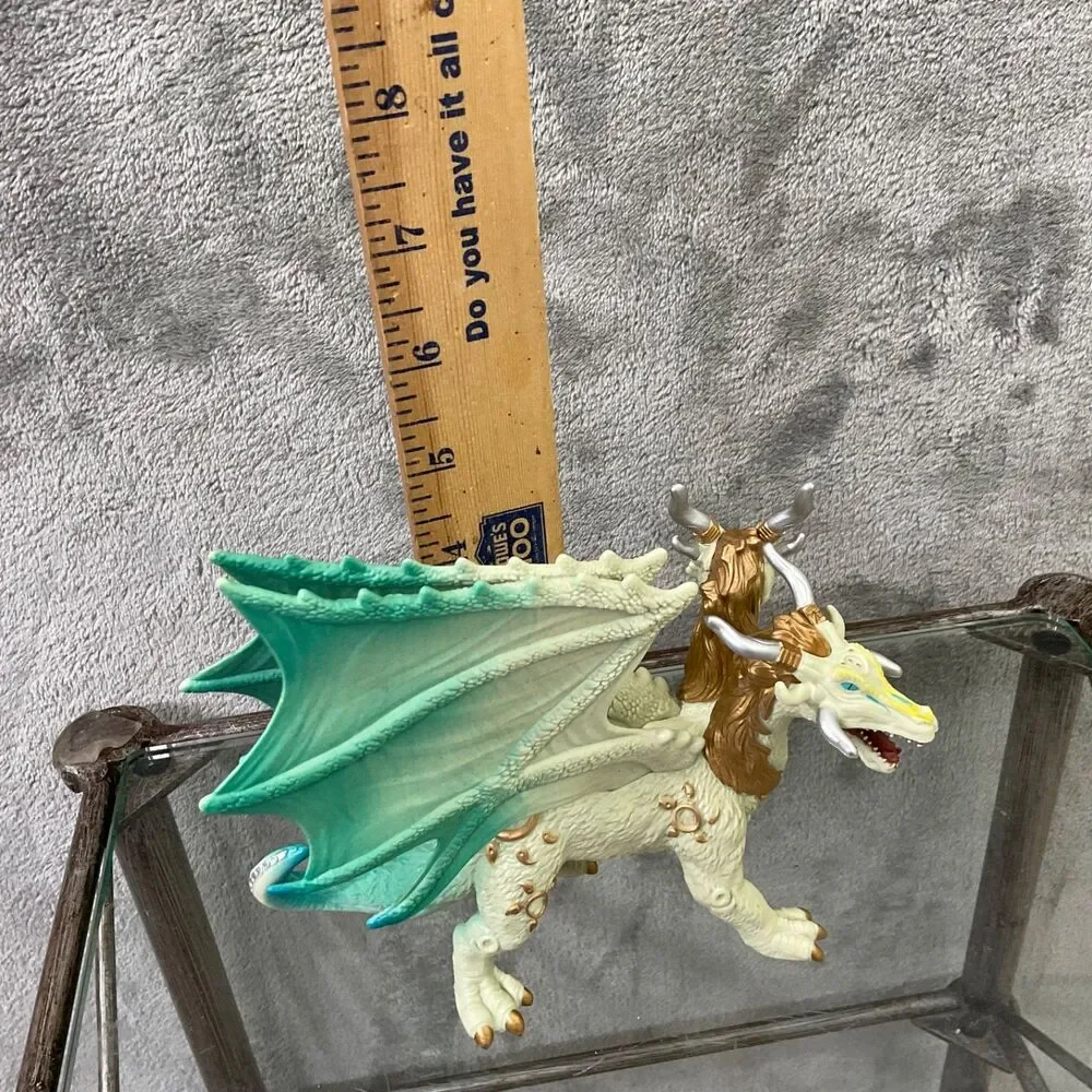 2 HEADED DRAGON ACTION FIGURE TOY GREEN yellow gold approx 6.5”x 5”